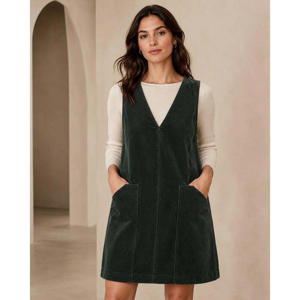 Banana Republic Dark Green Corduroy Pinafore Mini Dress